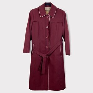 ILGWU 70s Vintage Red Maroon Long Wool Lined Peacoat